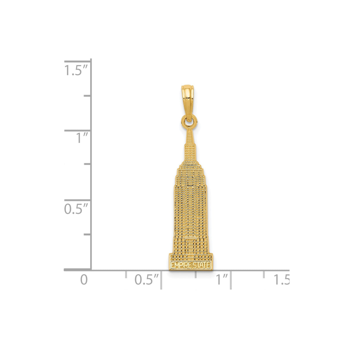 14k Yellow Gold Empire State Pendant, New York City Skyline Charm with Engraving