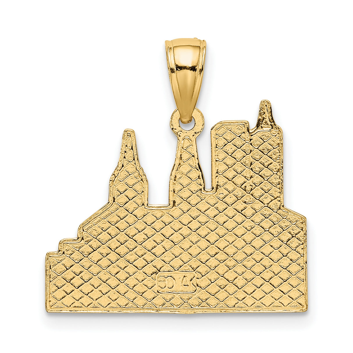 14k Yellow Gold New York Skyline Pendant with Taxi Cab, Unisex Cityscape Charm