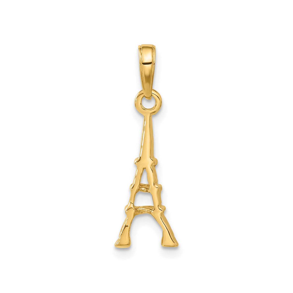 14k Yellow Gold Eiffel Tower Pendant, Paris Landmark Charm, Travel and Romance Symbol
