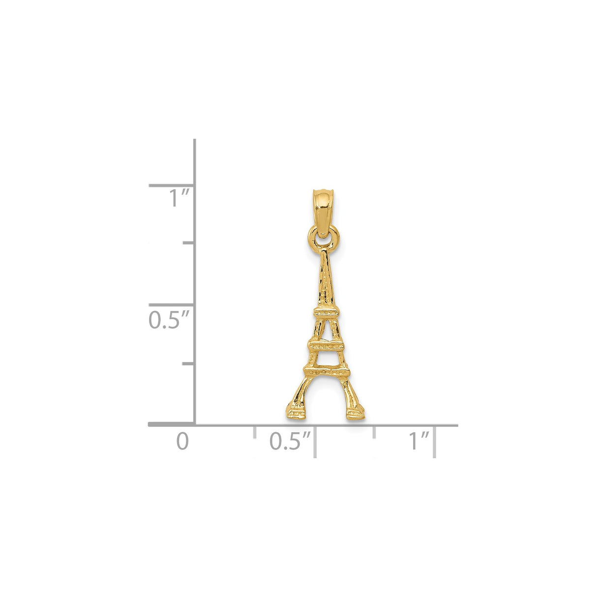 14k Yellow Gold Eiffel Tower Pendant, Paris Landmark Charm, Travel and Romance Symbol