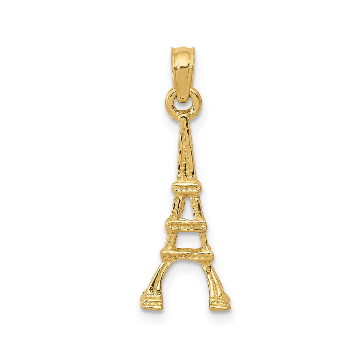 14k Yellow Gold Eiffel Tower Pendant, Paris Landmark Charm, Travel and Romance Symbol