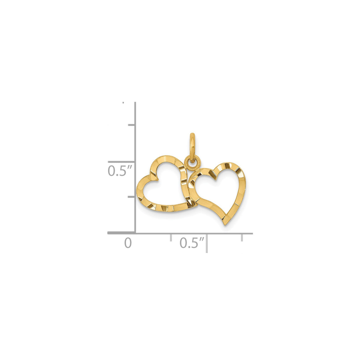 14k Yellow Gold Heart Pendant with Double Openwork and Textured Design for Women