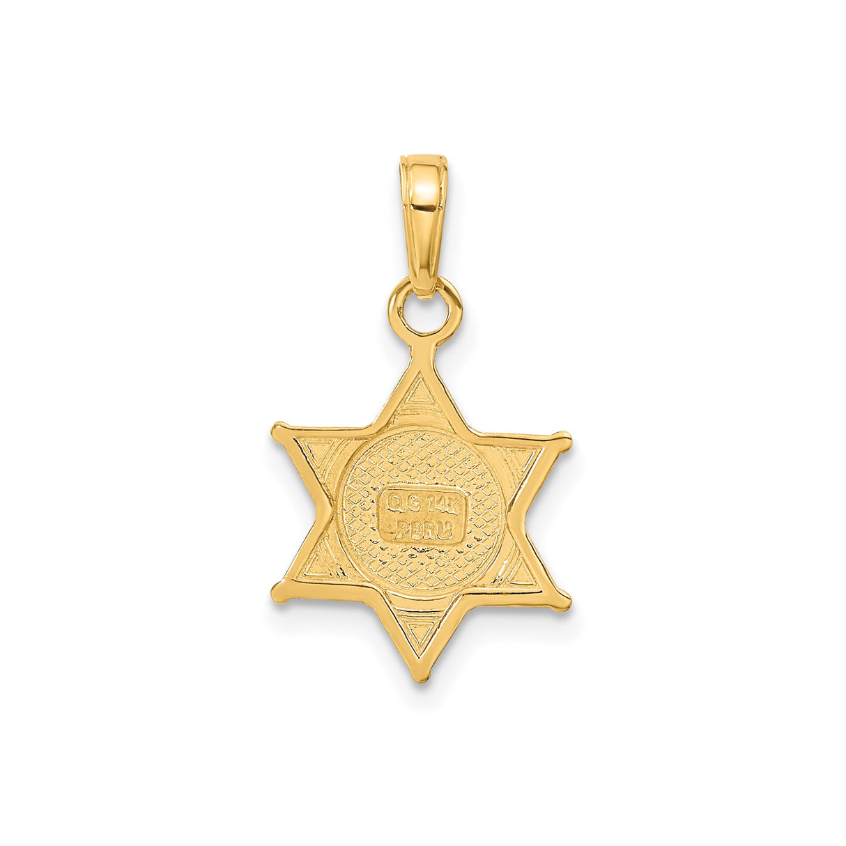 14k Yellow Gold Sheriff Badge Pendant with Bear Emblem, Western Law Enforcement Charm