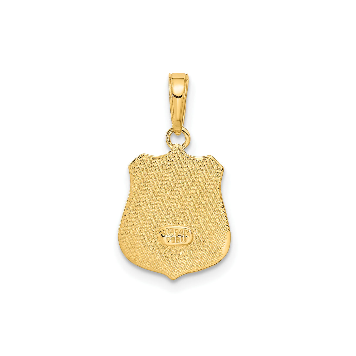 14k Yellow Gold Police Badge Pendant with Embossed Shield Design, Law Enforcement Tribute Charm