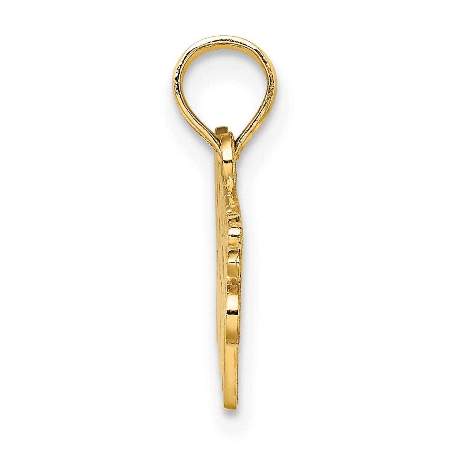 14k Yellow Gold Police Officers Mom Pendant, Honor Badge Charm for Women