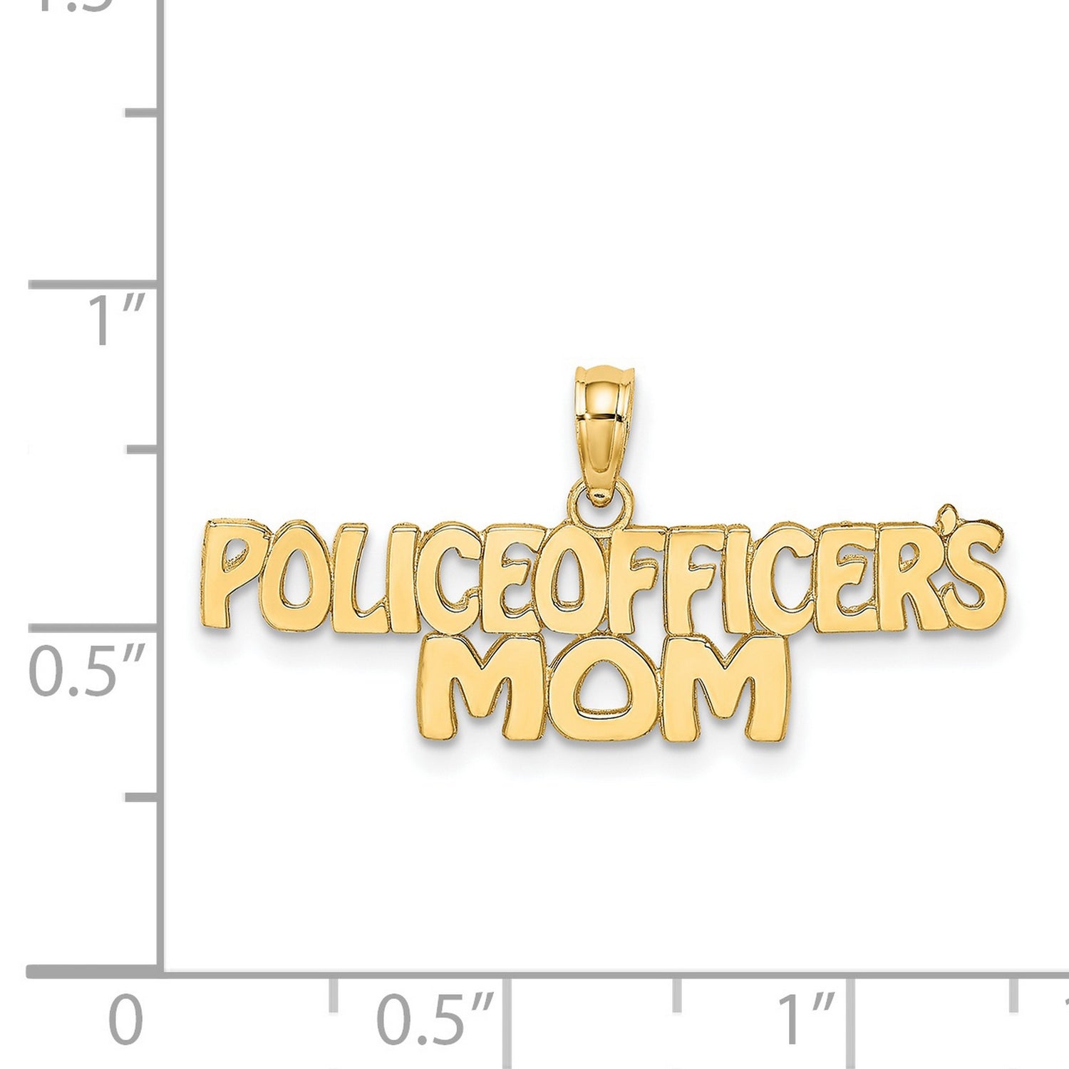 14k Yellow Gold Police Officers Mom Pendant, Honor Badge Charm for Women