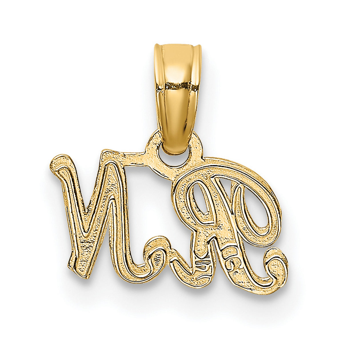 14k Yellow Gold RN Pendant Charm, Script Letters Symbolizing Registered Nurse Pride