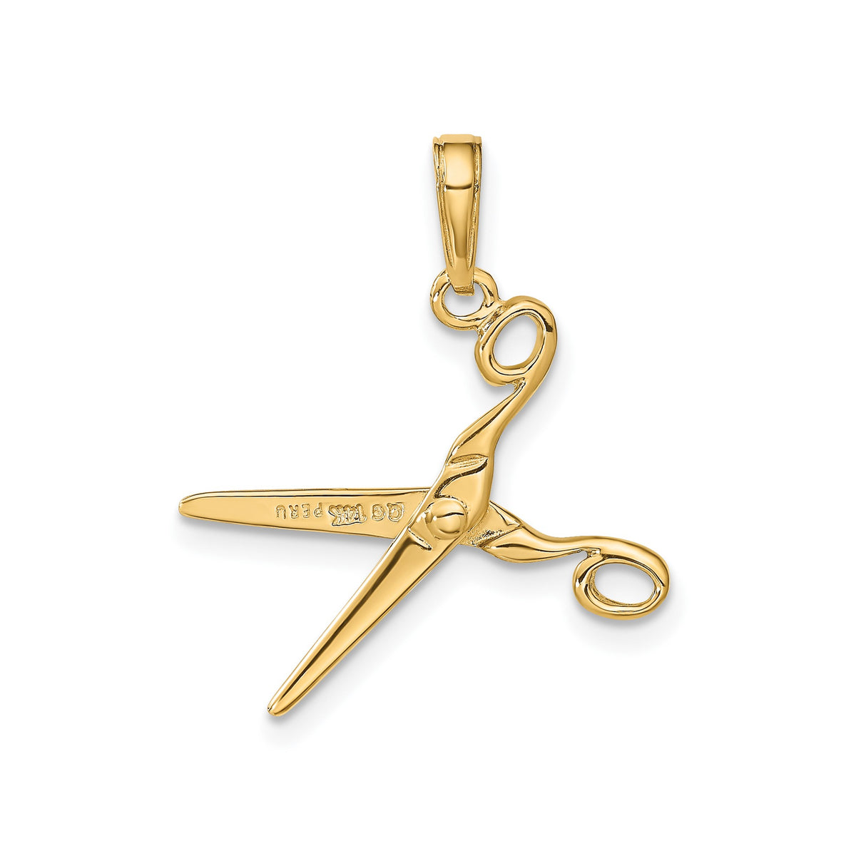 14k Yellow Gold Scissor Pendant Charm, Realistic Detailing, Barber or Hairstylist Jewelry