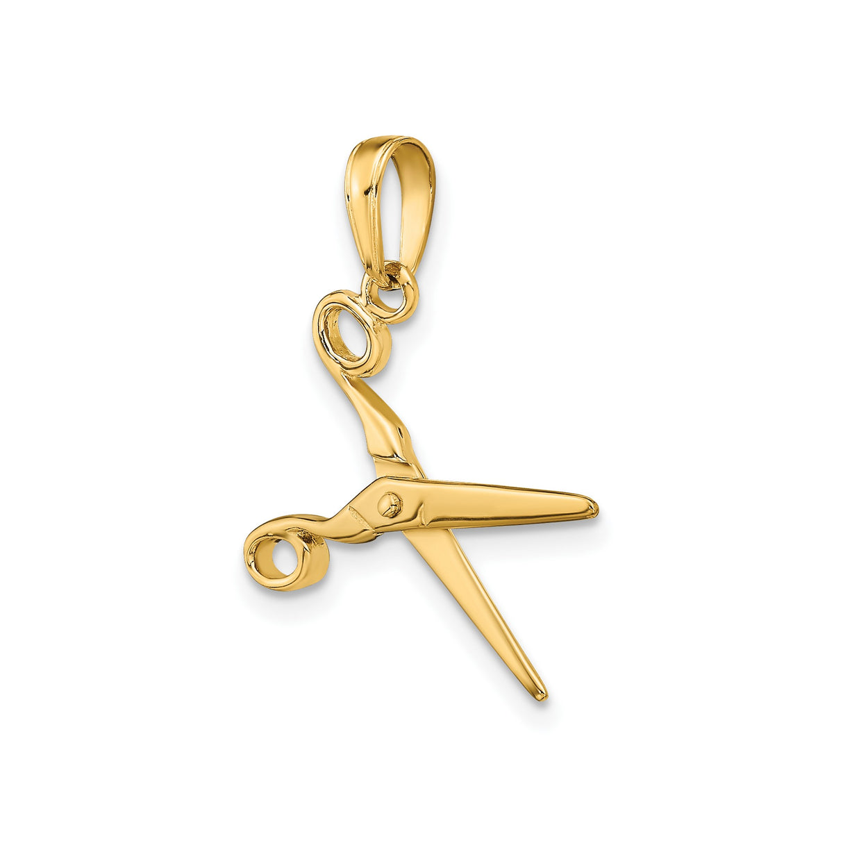 14k Yellow Gold Scissor Pendant Charm, Realistic Detailing, Barber or Hairstylist Jewelry