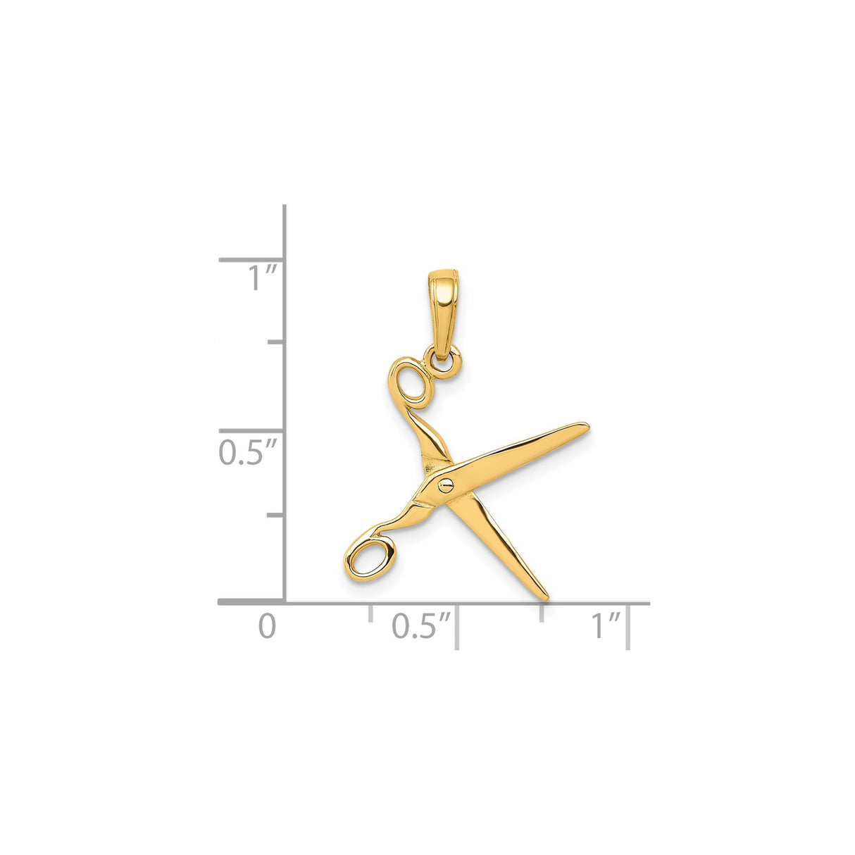 14k Yellow Gold Scissor Pendant Charm, Realistic Detailing, Barber or Hairstylist Jewelry