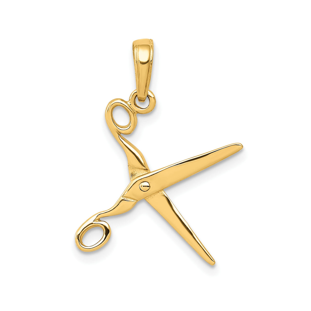 14k Yellow Gold Scissor Pendant Charm, Realistic Detailing, Barber or Hairstylist Jewelry