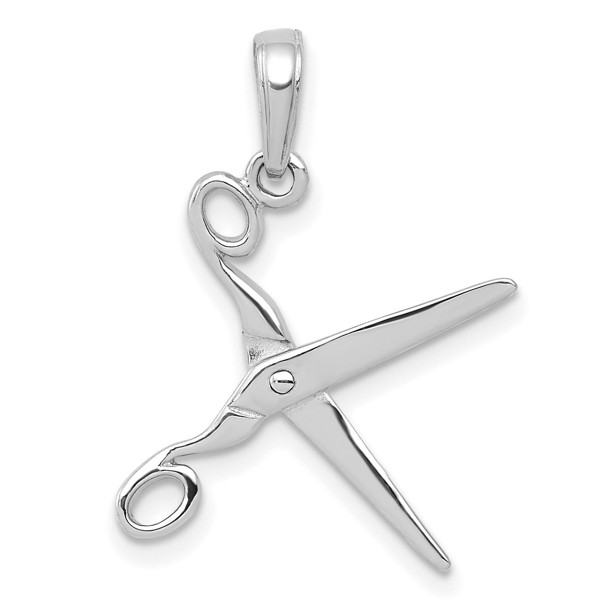 14k White Gold Scissor Pendant with Moveable Cutting Shears, Barber Charm for Hairstylists