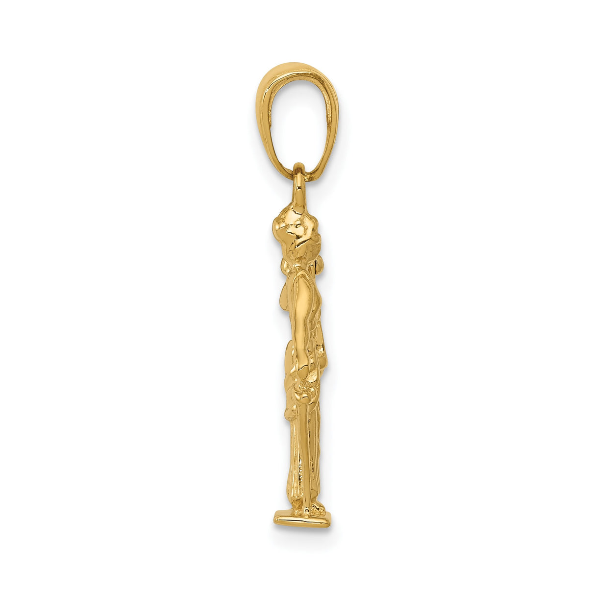 14k Yellow Gold Lady Justice Pendant with Scales and Sword Legal Symbol Jewelry