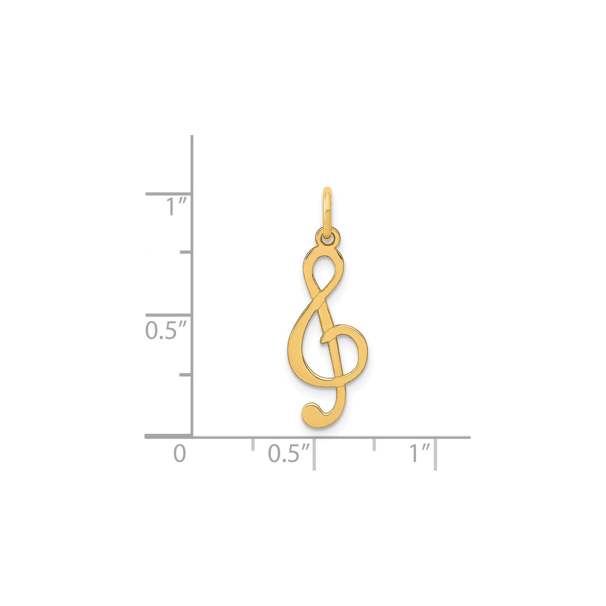 14k Yellow Gold Treble Clef Pendant, Polished Music Note Charm for Women and Musicians