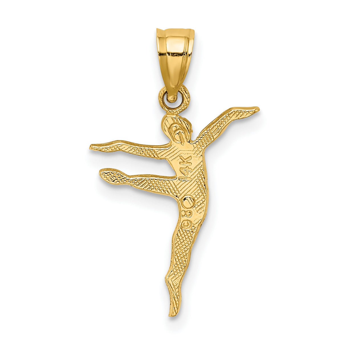 14k Yellow Gold Dancer Pendant, Stylized Ballet Figure Charm for Women and Girls