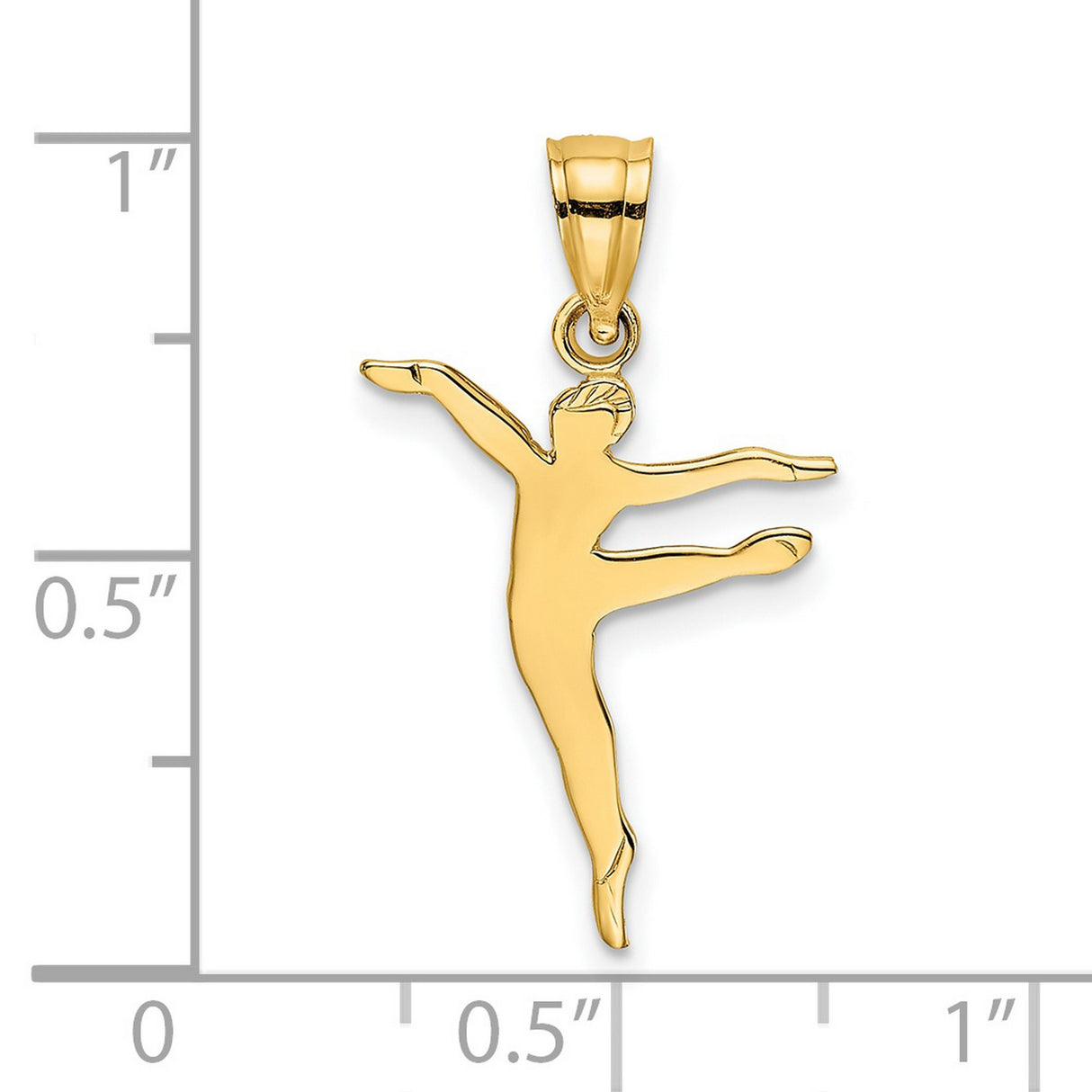 14k Yellow Gold Dancer Pendant, Stylized Ballet Figure Charm for Women and Girls