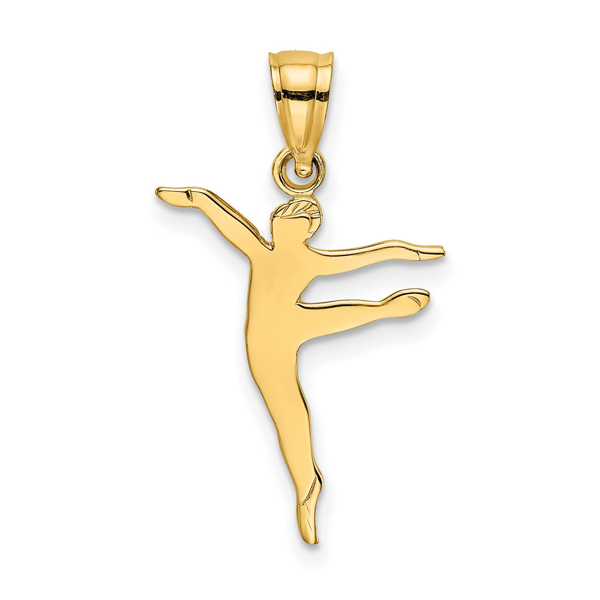 14k Yellow Gold Dancer Pendant, Stylized Ballet Figure Charm for Women and Girls