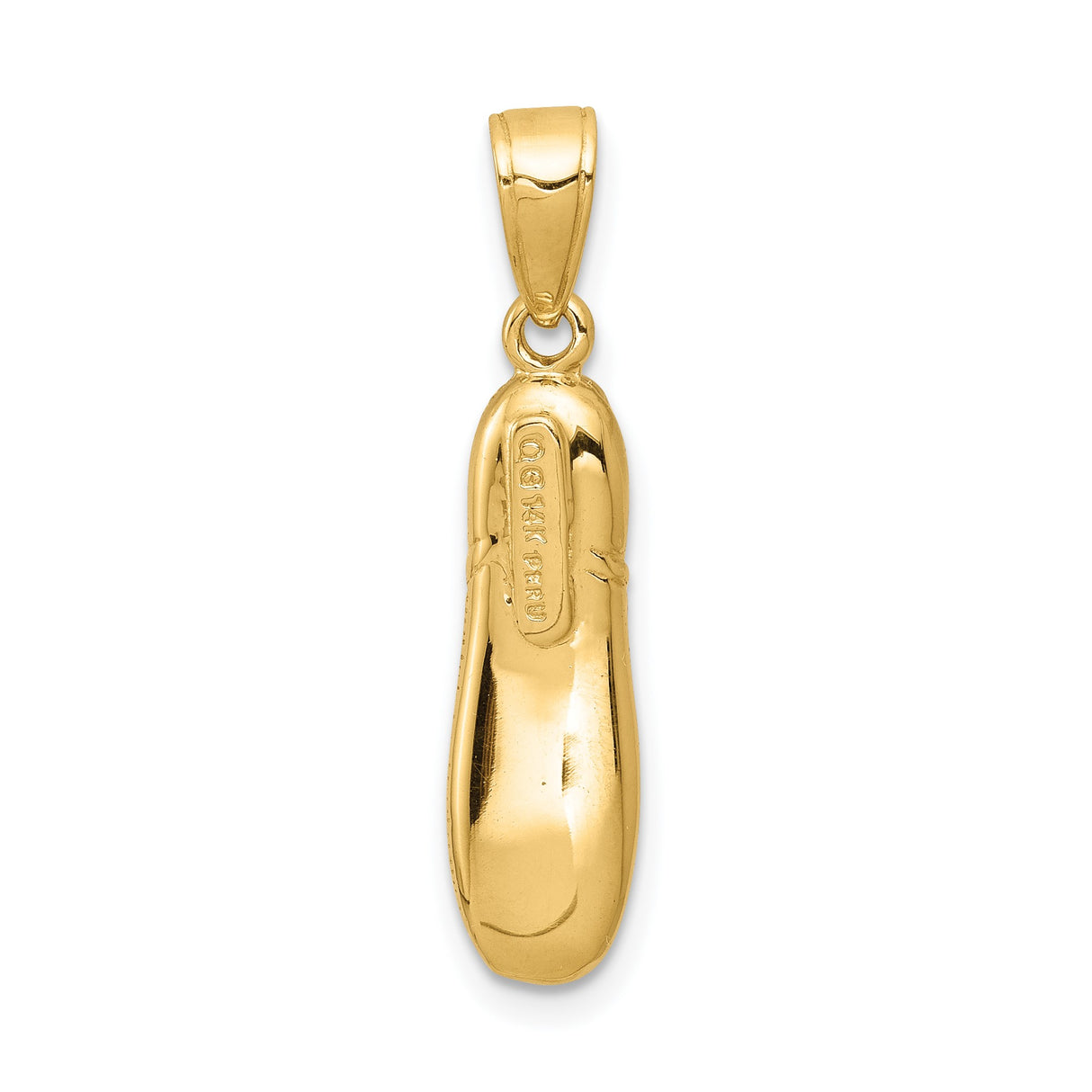 14k Yellow Gold Ballet Slipper Pendant with Ribbon and Bow Engravings for Women and Girls