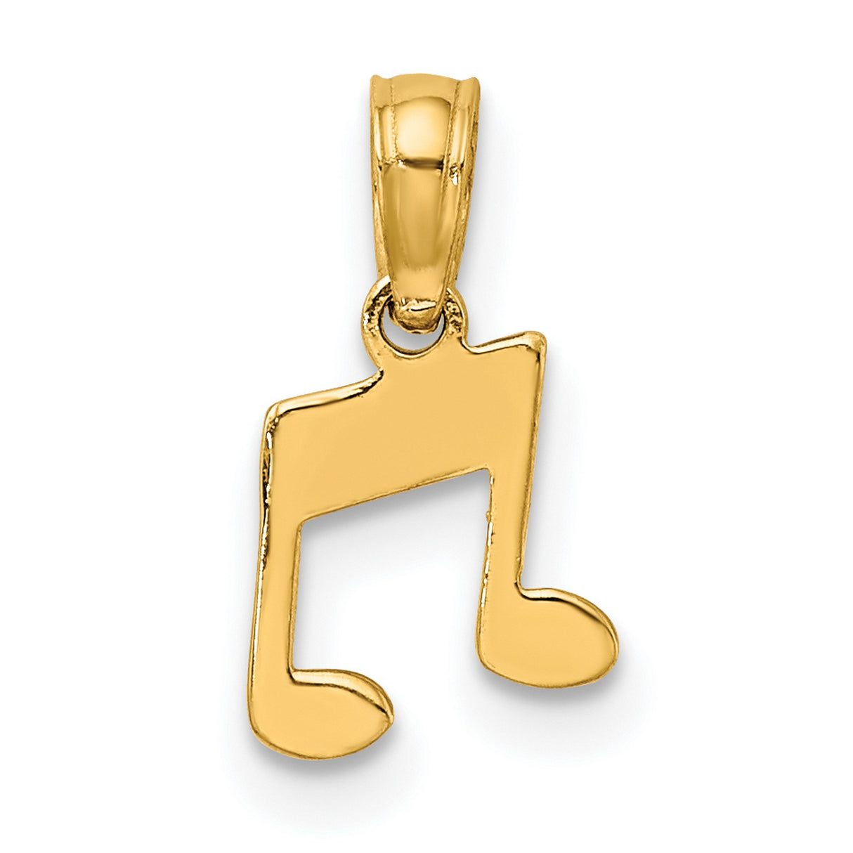 14k Yellow Gold Music Note Pendant with Double Eighth Note Symbol, Polished Musical Charm
