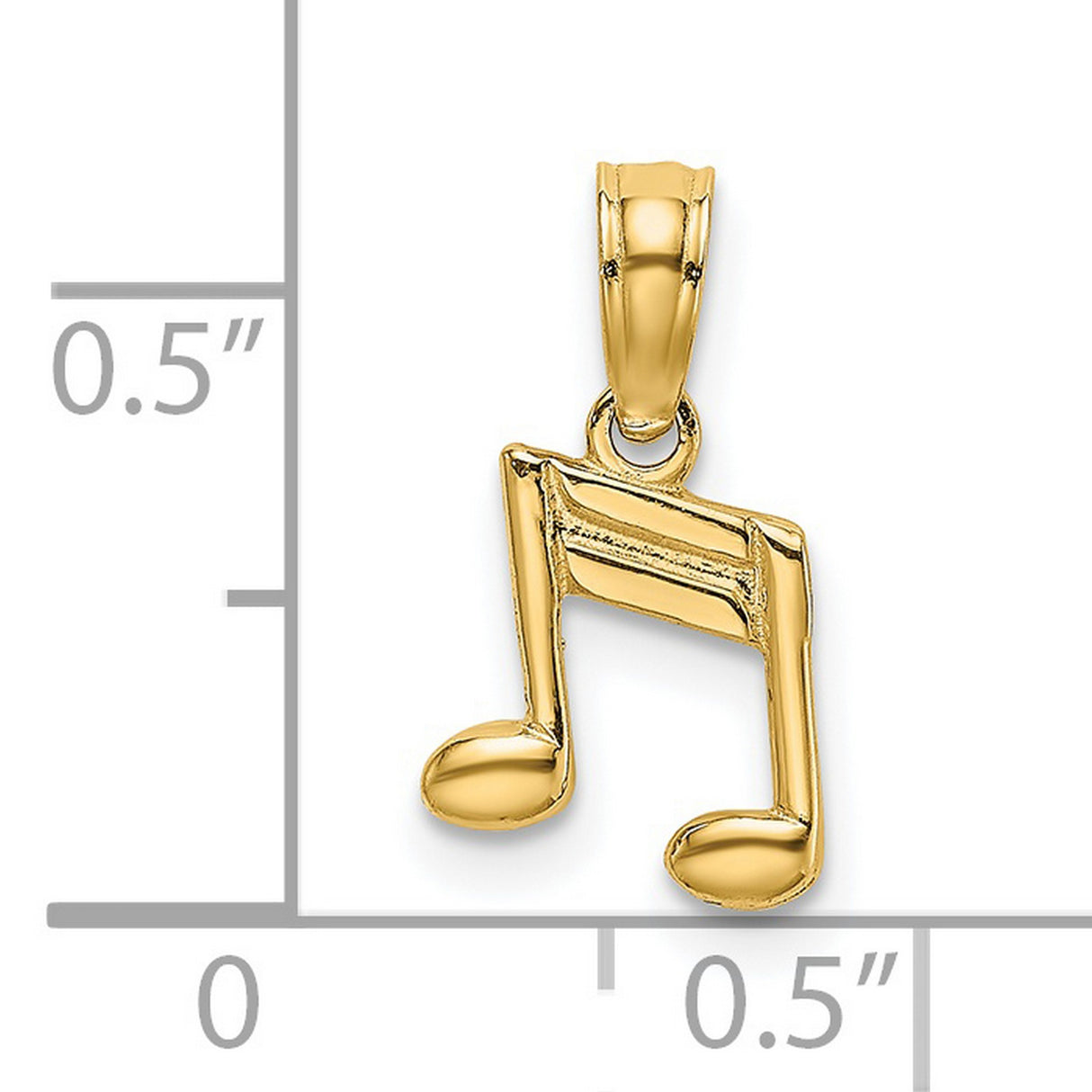 14k Yellow Gold Music Note Pendant with Double Eighth Note Symbol, Polished Musical Charm