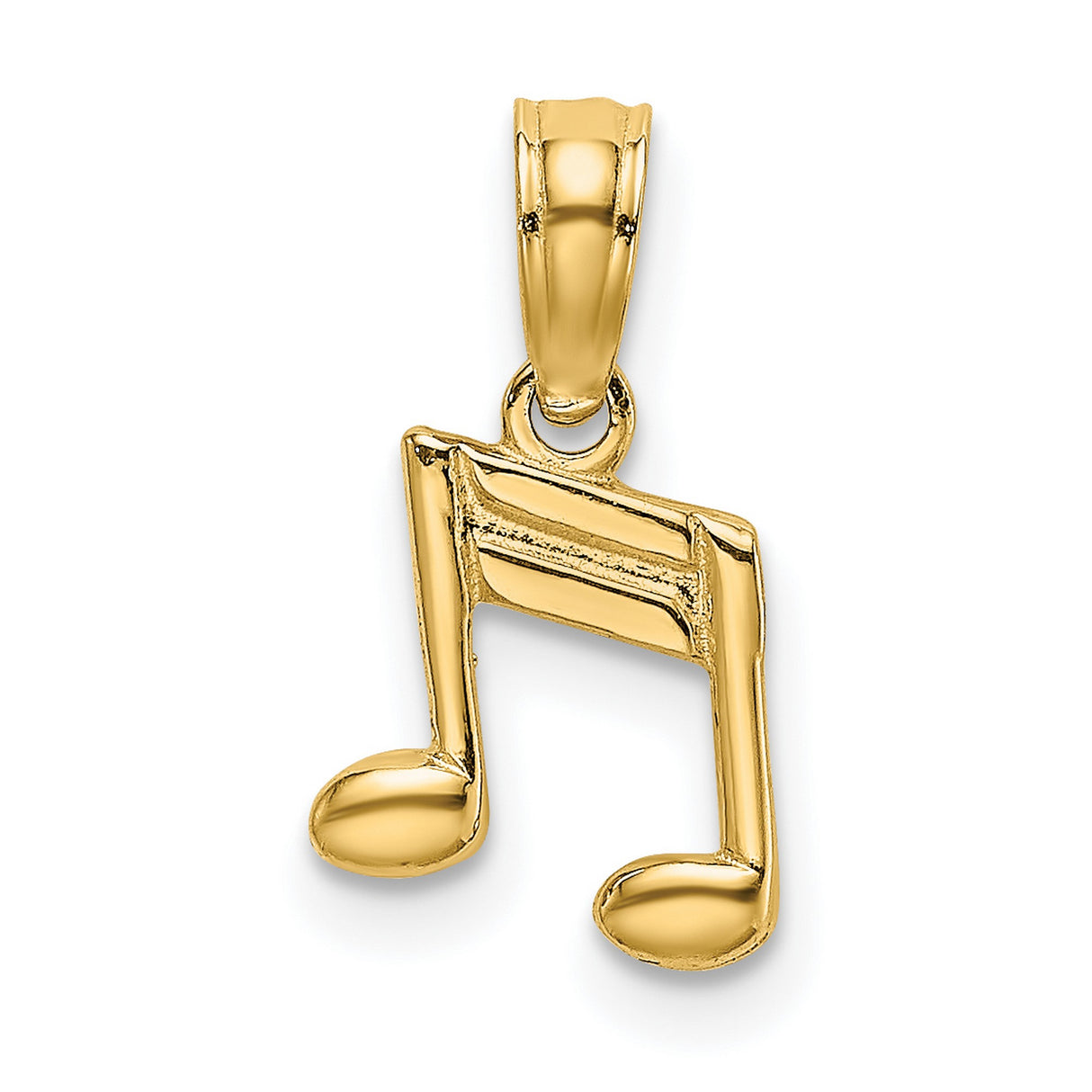 14k Yellow Gold Music Note Pendant with Double Eighth Note Symbol, Polished Musical Charm