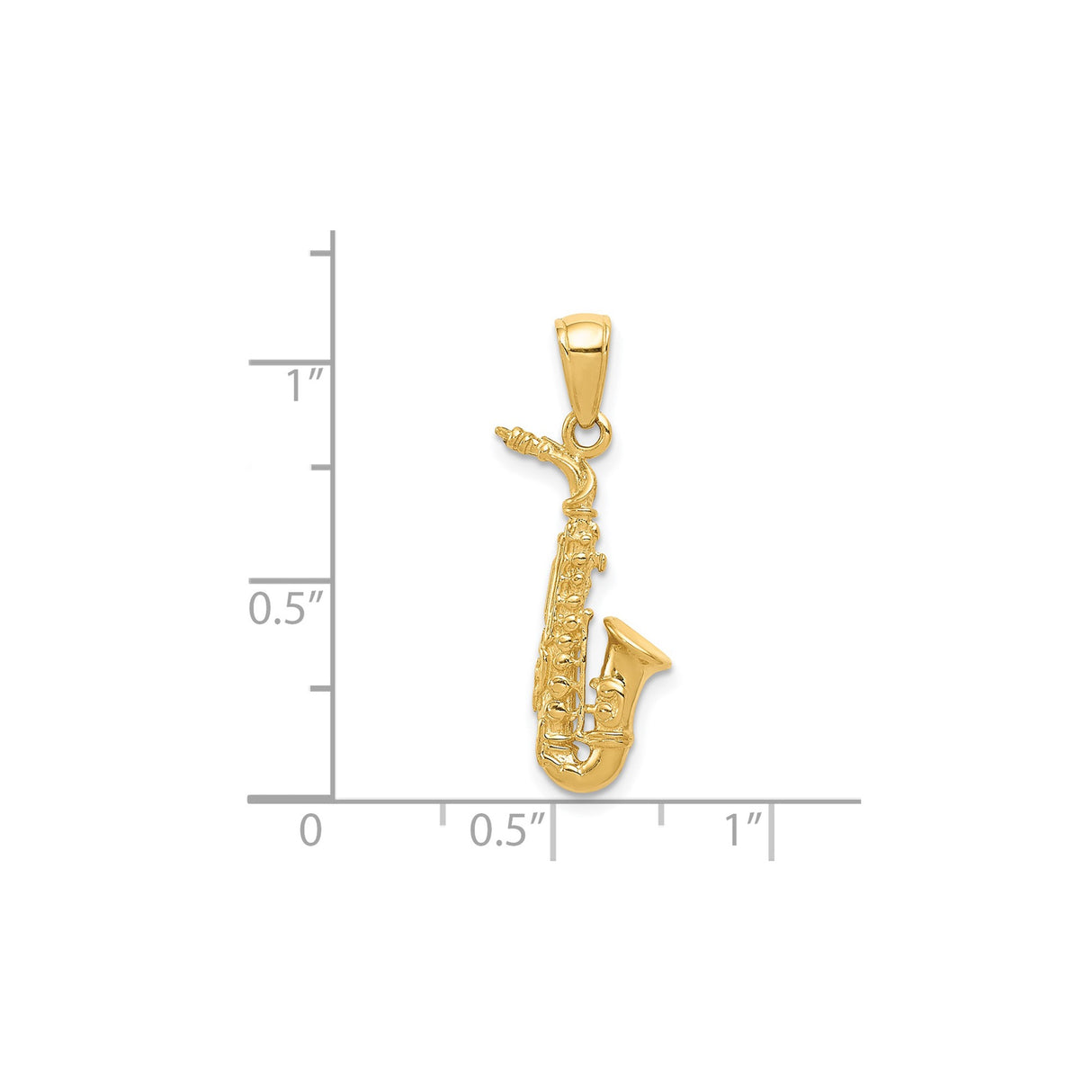 14k Yellow Gold Saxophone Pendant, Realistic Jazz Instrument Charm for Musicians and Music Lovers