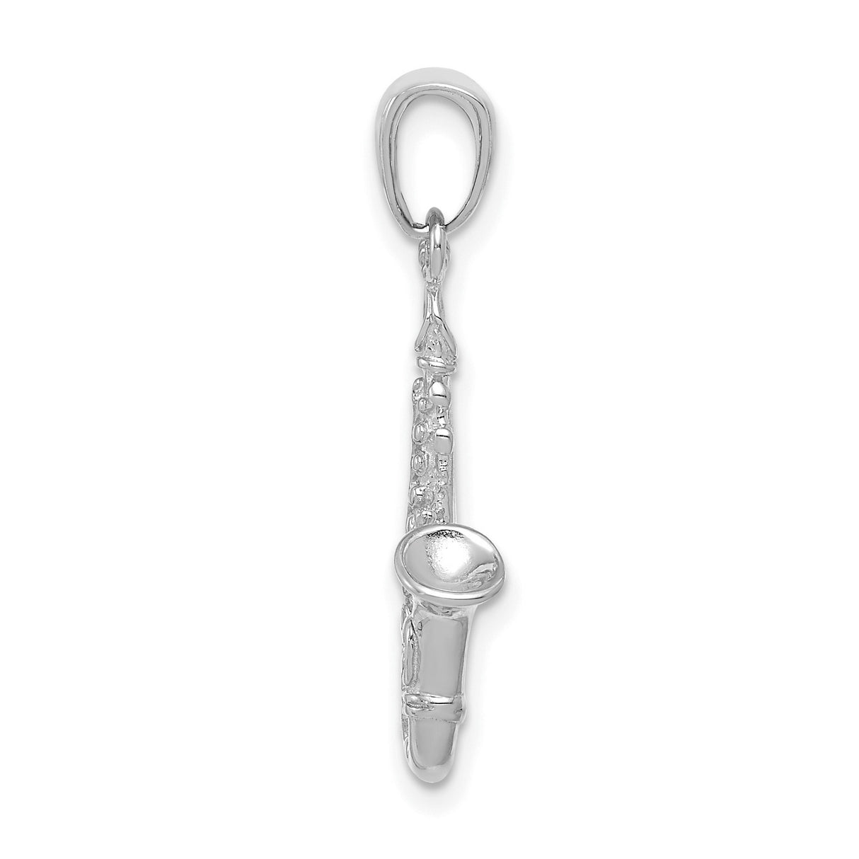 14k White Gold Alto Saxophone Pendant with Jazz Instrument Design for Music Lovers