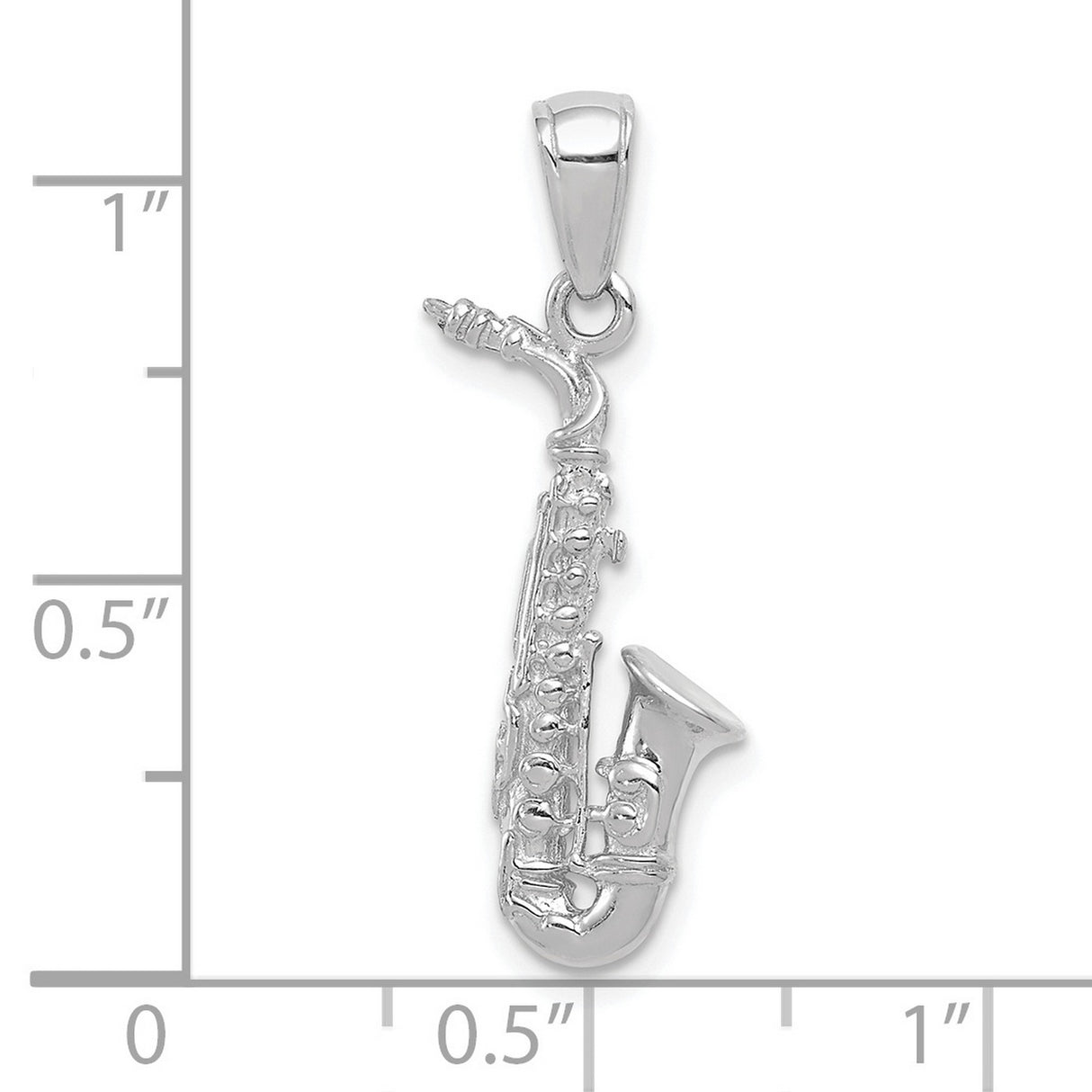 14k White Gold Alto Saxophone Pendant with Jazz Instrument Design for Music Lovers