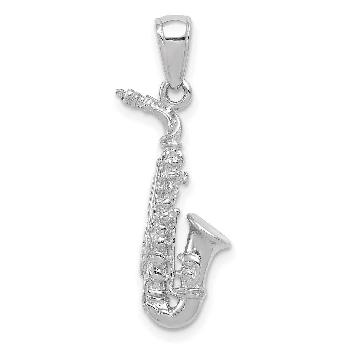 14k White Gold Alto Saxophone Pendant with Jazz Instrument Design for Music Lovers