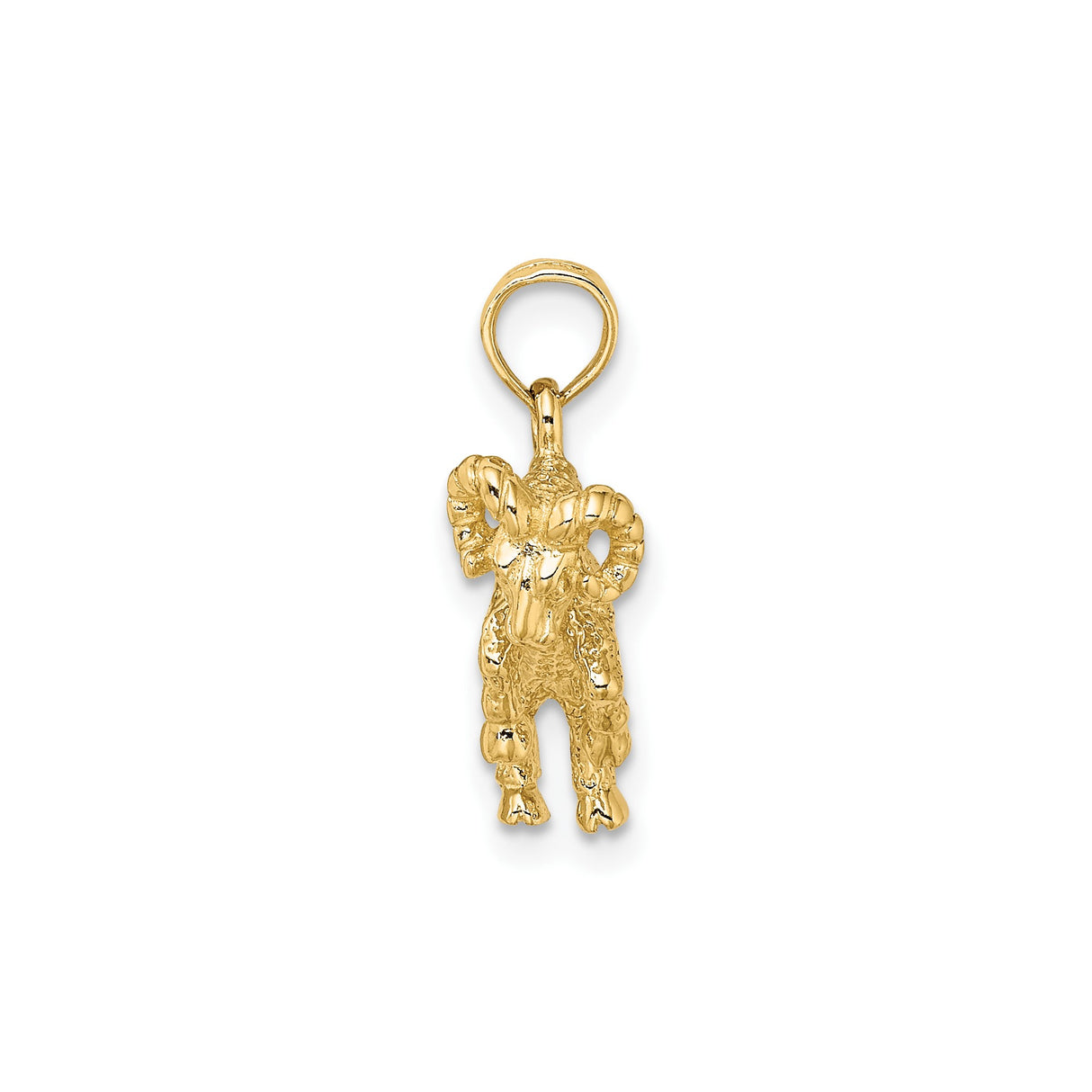 14k Yellow Gold Aries Ram Pendant, Textured Zodiac Charm with Strength and Resilience Theme