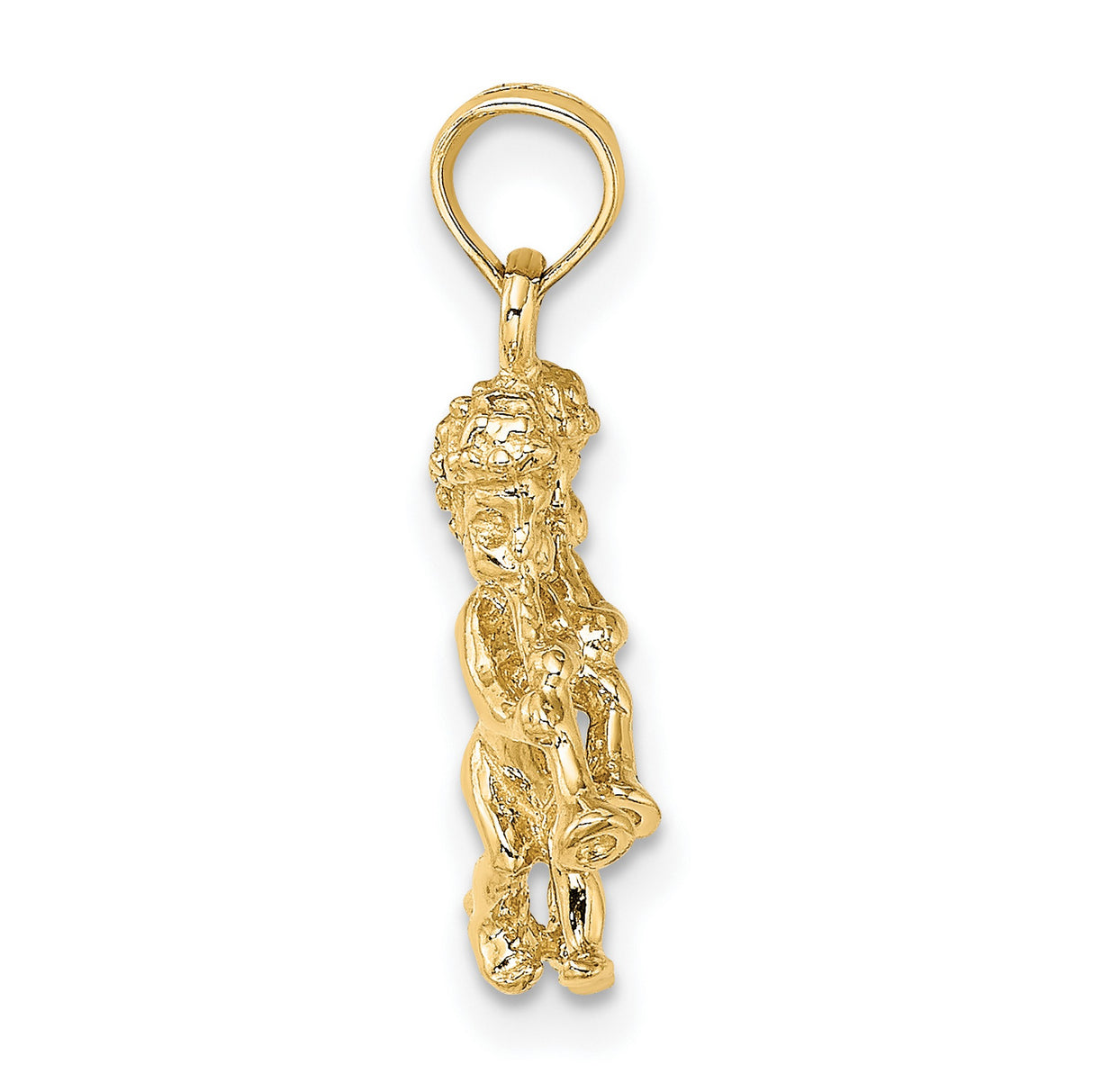 14k Yellow Gold Pendant with Twin Cherubs Playing Trumpets, Angel Motif, Baroque Style Charm