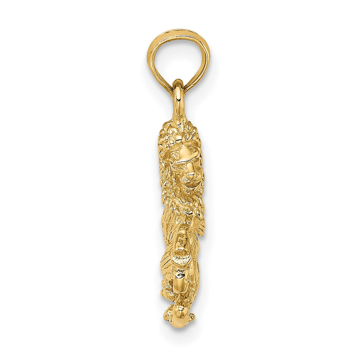 14k Yellow Gold Lion Pendant with Raised Heraldic Design, Symbol of Courage and Strength for Men