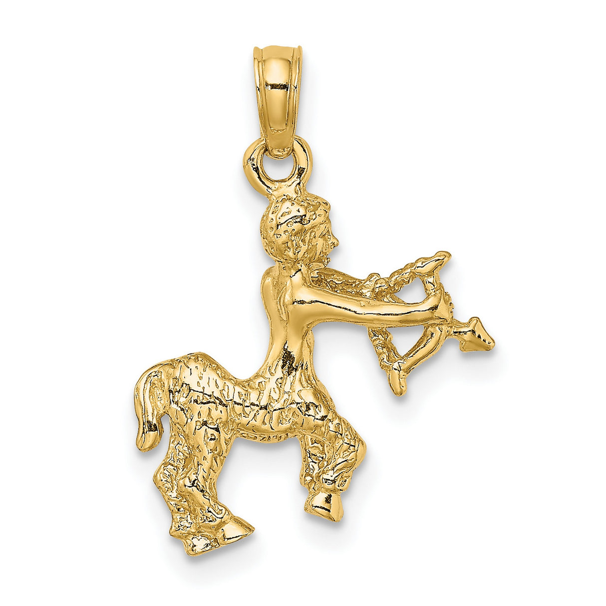 14k Yellow Gold Sagittarius Zodiac Pendant, 3D Centaur Archer Charm, Astrology Jewelry for Women or Unisex