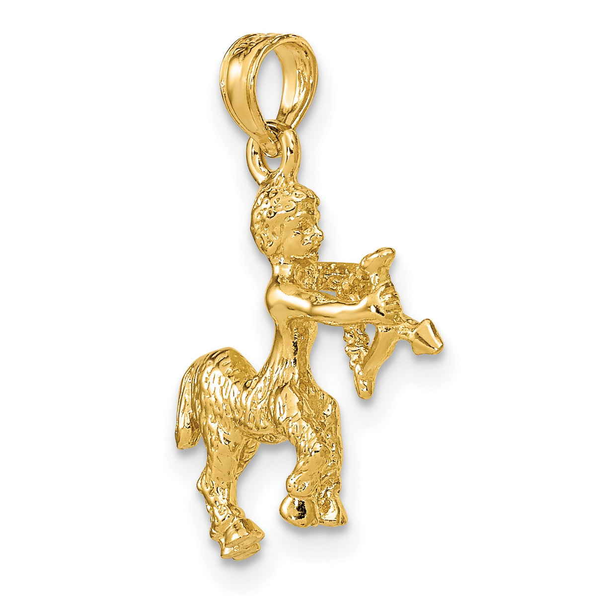 14k Yellow Gold Sagittarius Zodiac Pendant, 3D Centaur Archer Charm, Astrology Jewelry for Women or Unisex
