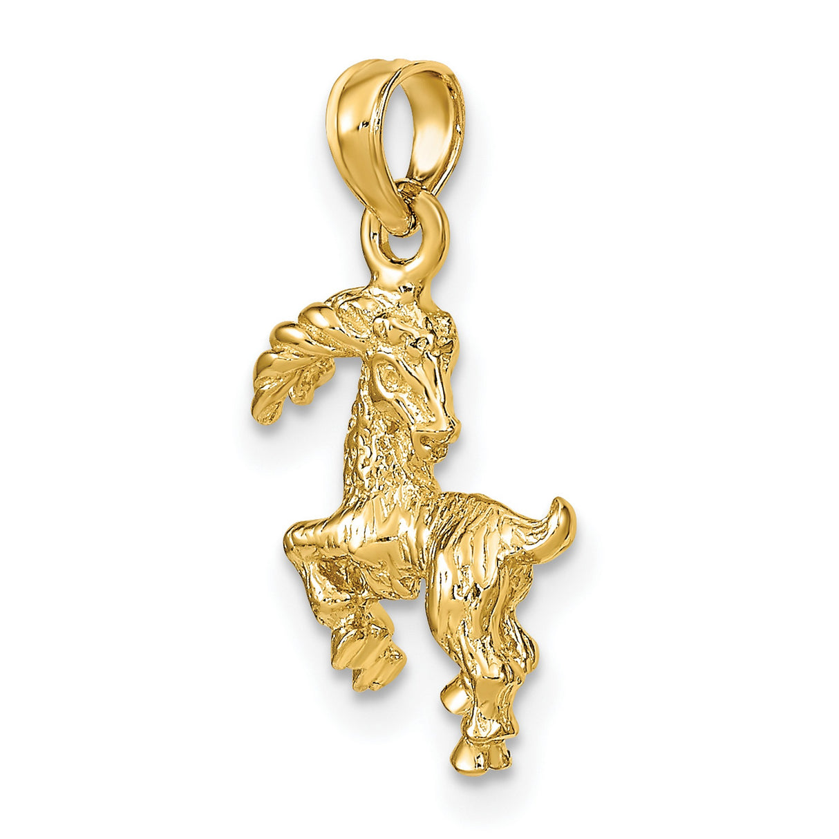 3-D Capricorn Goat Zodiac Sign Charm Pendant in Real 14k Yellow Gold