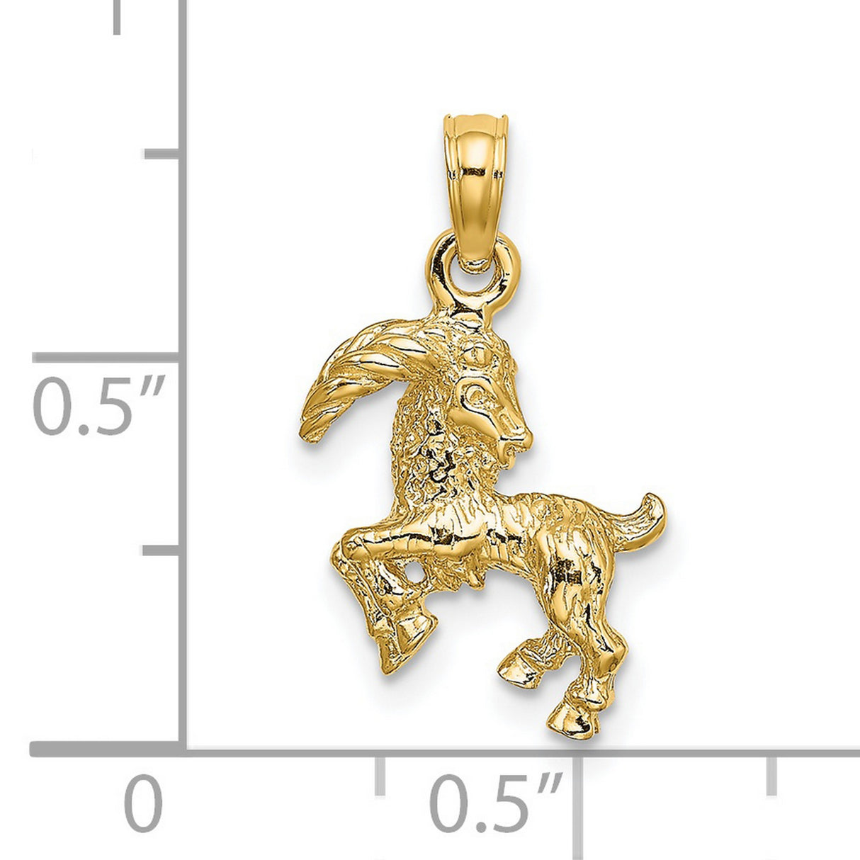 3-D Capricorn Goat Zodiac Sign Charm Pendant in Real 14k Yellow Gold