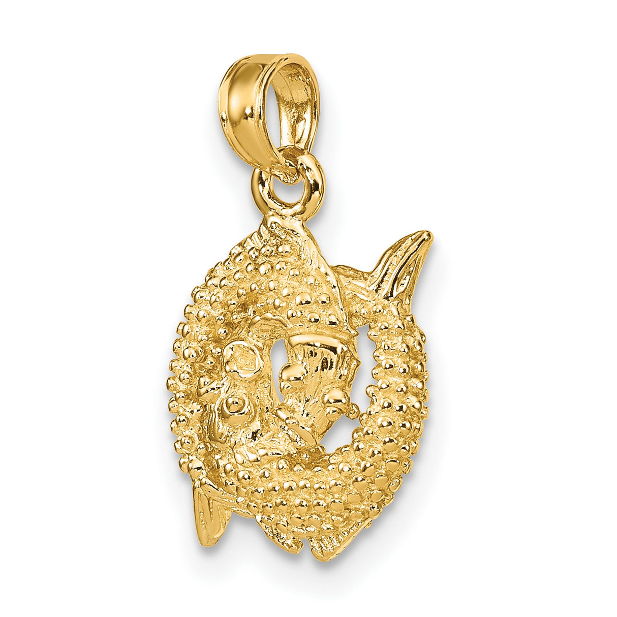 14k Yellow Gold Scuba Diver Pendant with Coral Reef Detail, Nautical Ocean Theme Charm