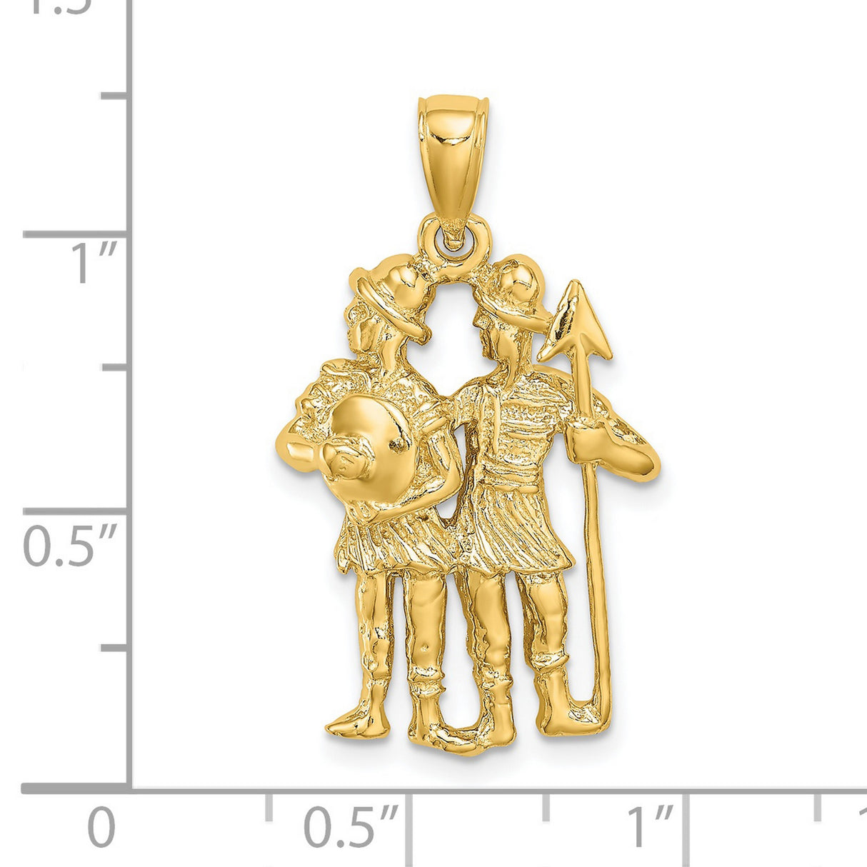 14k Yellow Gold Gemini Pendant with Roman Twin Warriors Zodiac Charm