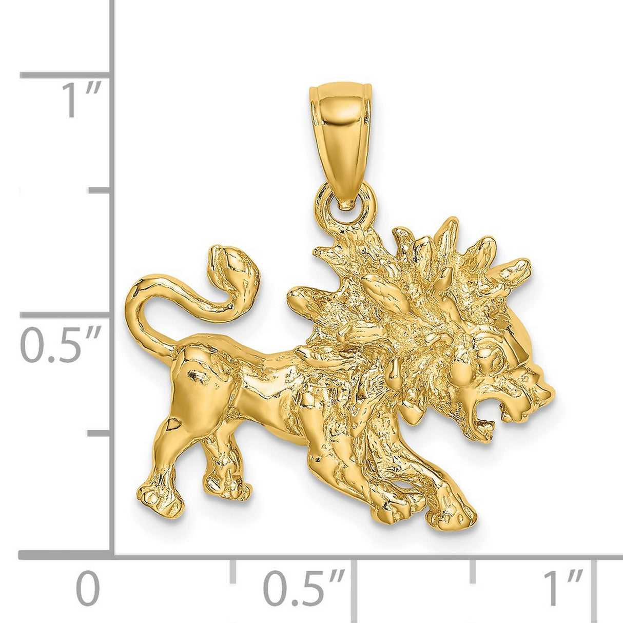 14k Yellow Gold Lion Pendant with Roaring Lion Design, Symbol of Strength and Courage