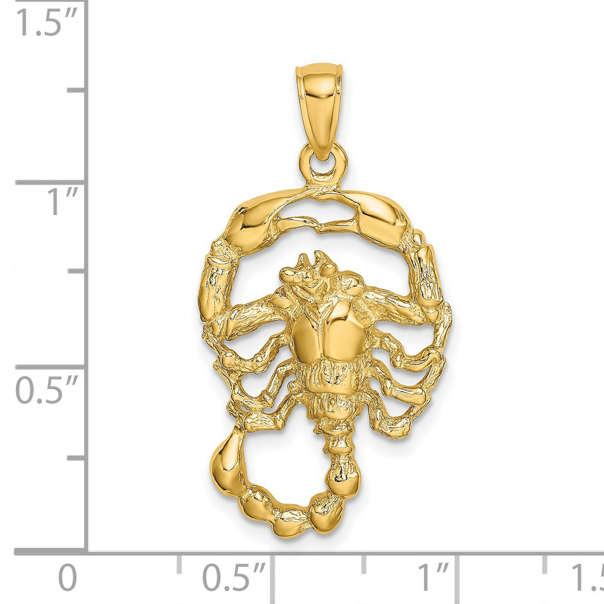 14k Yellow Gold Scorpion Pendant with Clawed Tail, Scorpio Zodiac Symbol for Men