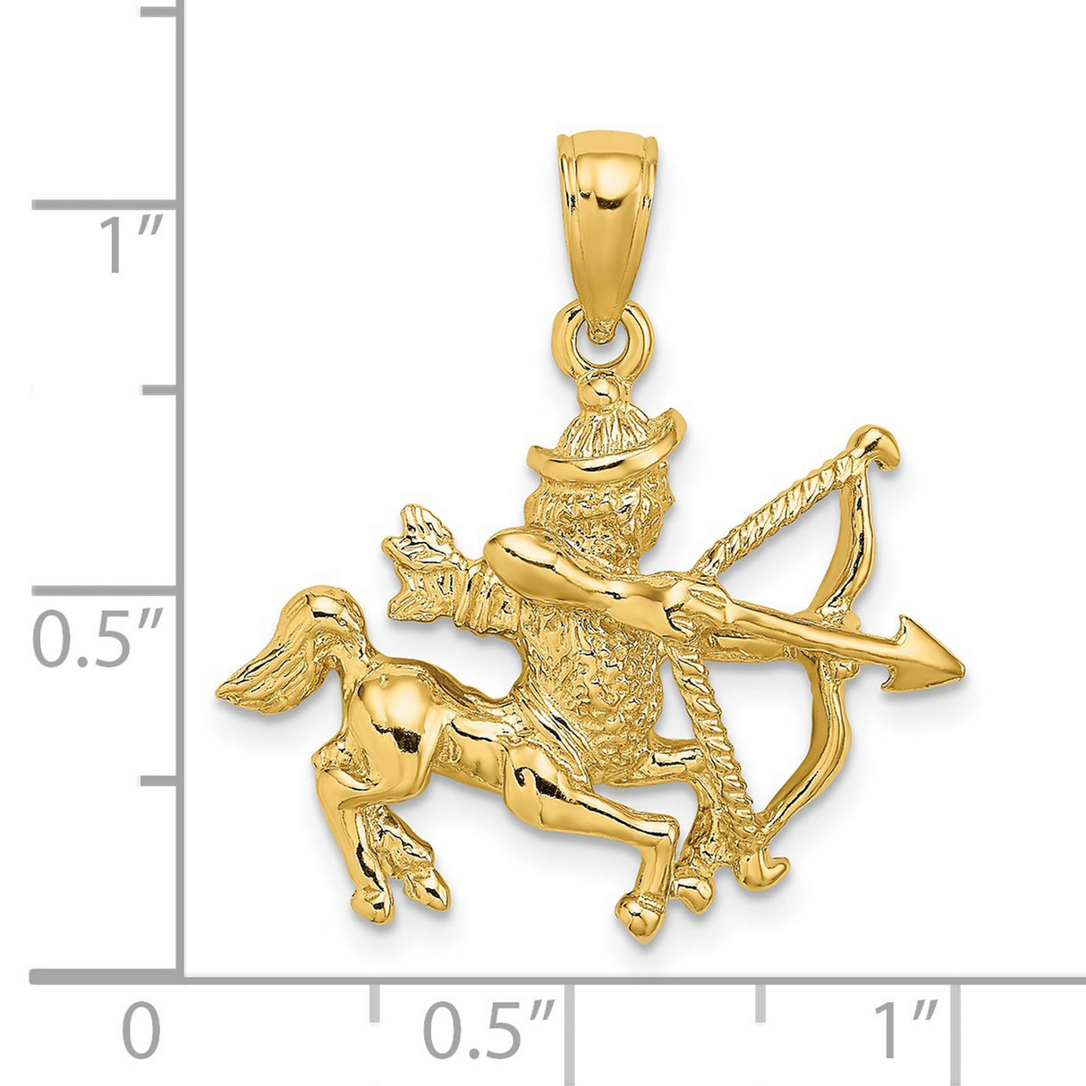 14k Yellow Gold Sagittarius Zodiac Pendant with Centaur Archer Design