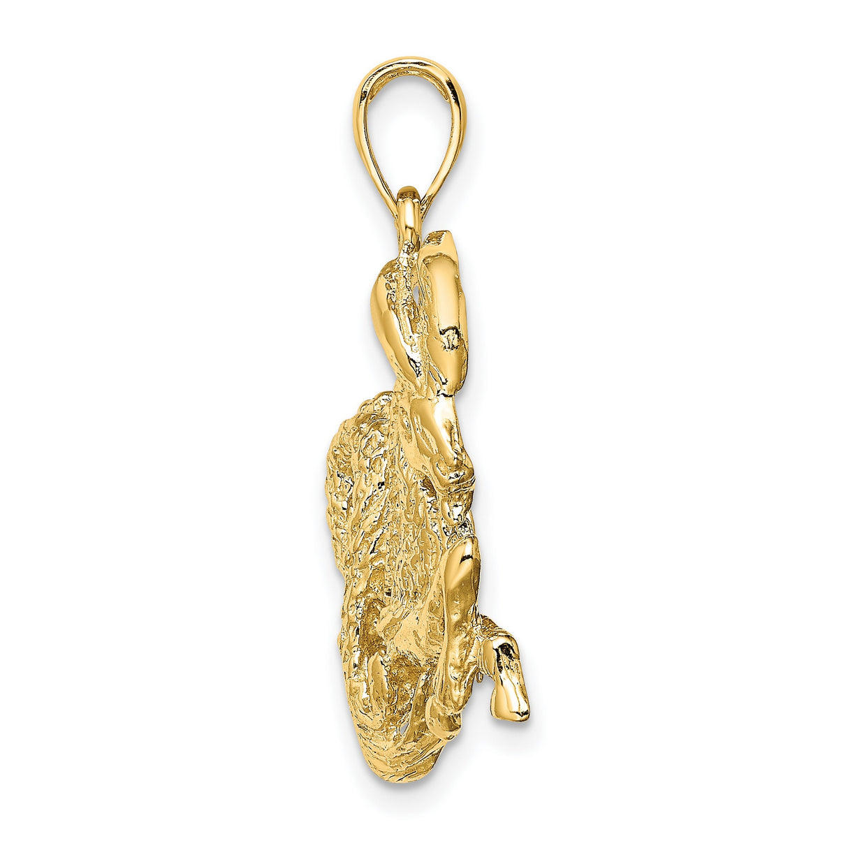14k Yellow Gold Capricorn Zodiac Pendant, Textured Sea-Goat Charm for Astrology Lovers