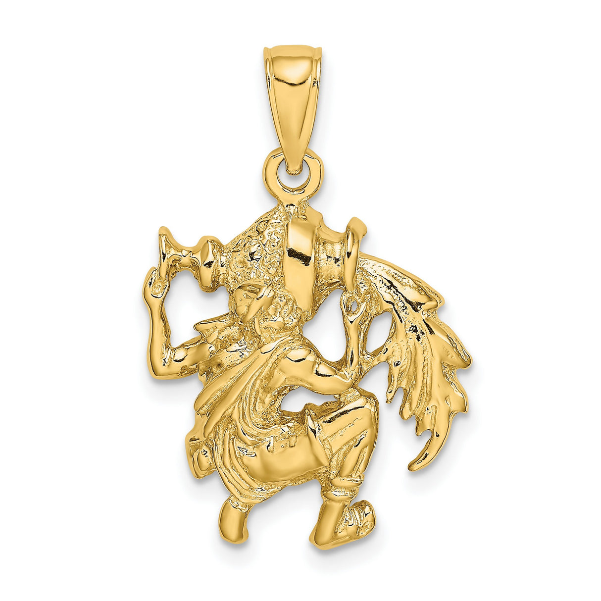 14k Yellow Gold Aquarius Zodiac Pendant with Water Bearer Figure Charm