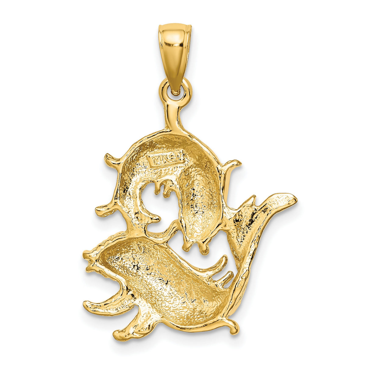 14k Yellow Gold Pisces Pendant with Koi Fish Yin Yang Design, Zodiac Astrology Charm