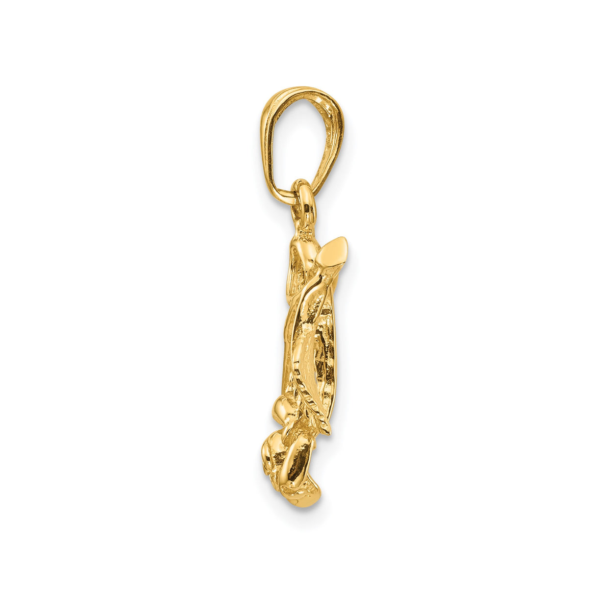 14k Yellow Gold Rose Flower Pendant with Leaf Detailing, Nature-Inspired Design for Women