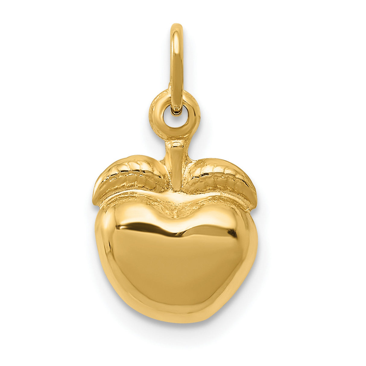 Polished Apple Charm Pendant in Real 14k Yellow Gold