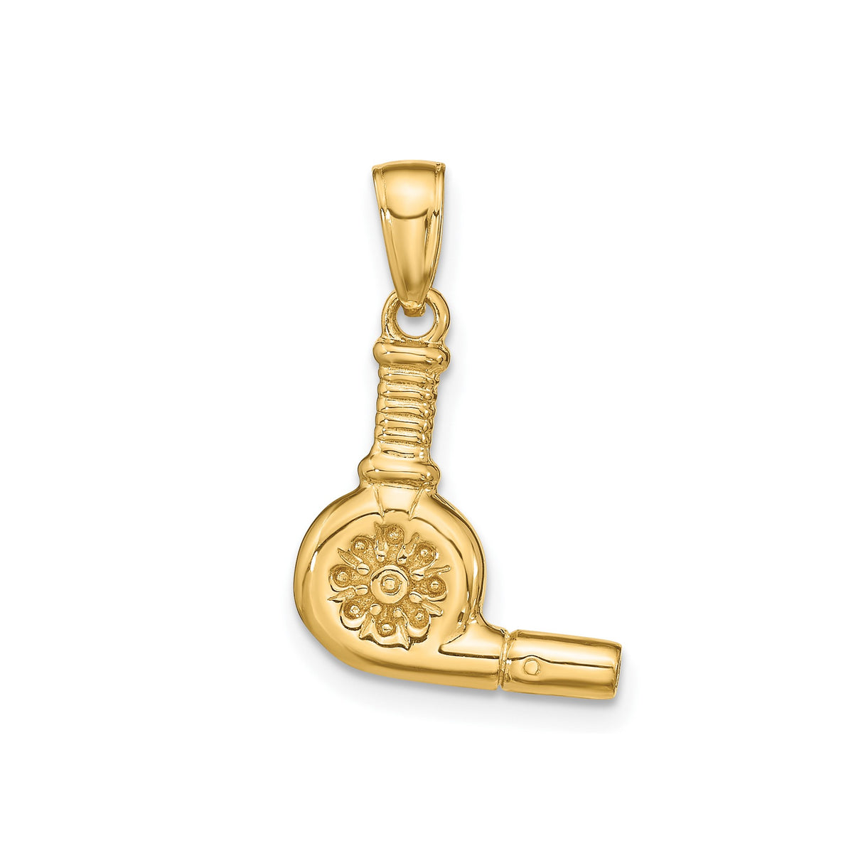 14k Yellow Gold Turbo Pendant, Detailed Automotive Charm for Car Enthusiasts and Gearheads