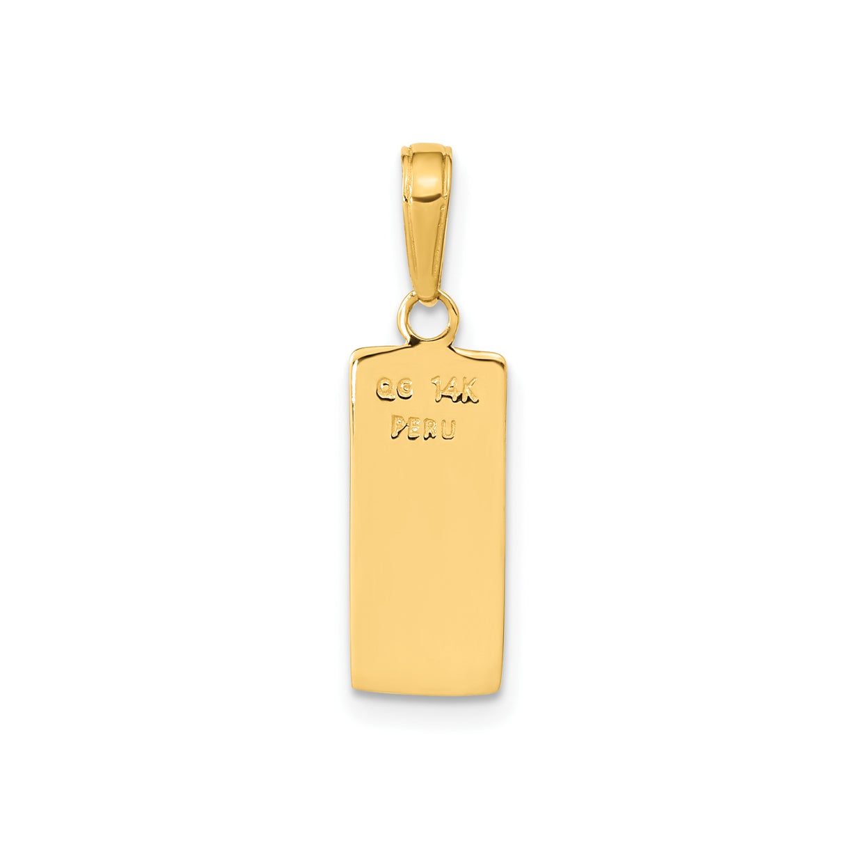 14k Yellow Gold Bar Pendant, Solid Ingot Design with 14K Engraving, Unisex Bullion Style Jewelry