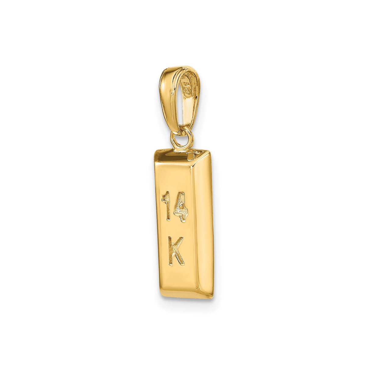 14k Yellow Gold Bar Pendant, Solid Ingot Design with 14K Engraving, Unisex Bullion Style Jewelry