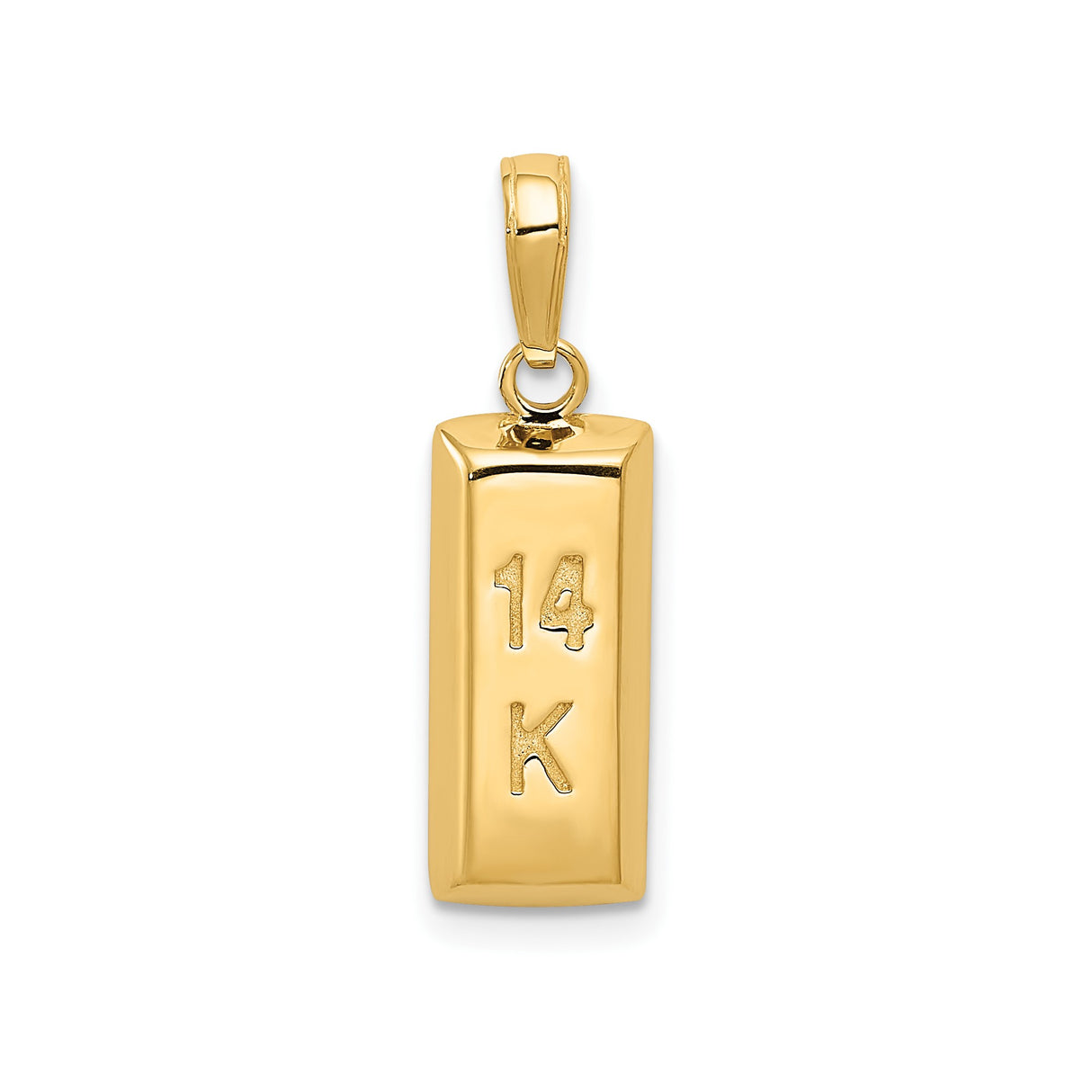 14k Yellow Gold Bar Pendant, Solid Ingot Design with 14K Engraving, Unisex Bullion Style Jewelry